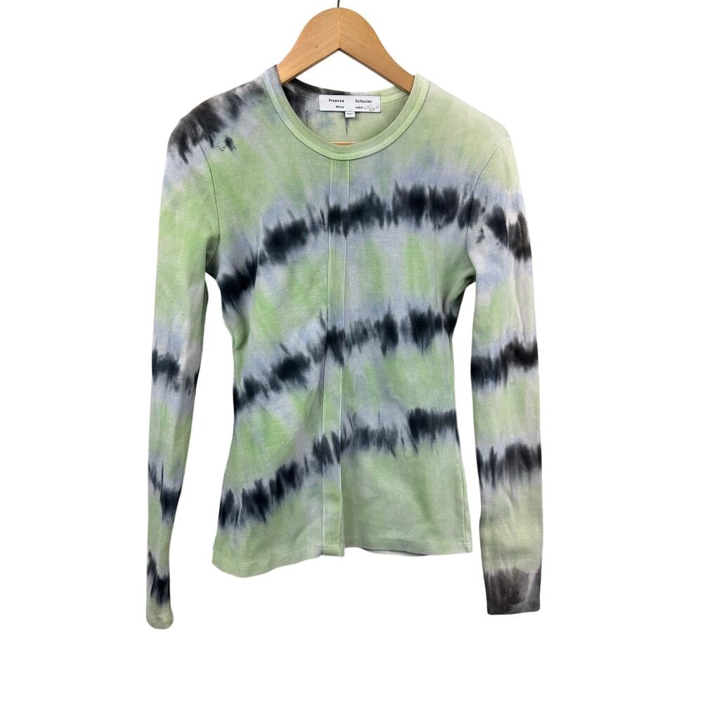 Proenza Schouler Tie-Dye Print Crew NeckLong Sleeve Top Cotton Size Medium - Picture 2 of 10